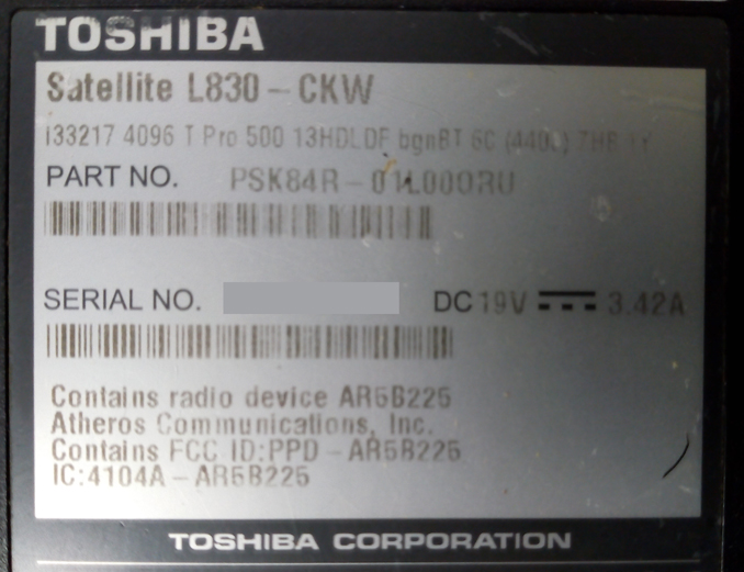 Ремонт и обслуживание Toshiba Satellite L830-CKW. Сломана крышка ноутбука и держатели экрана