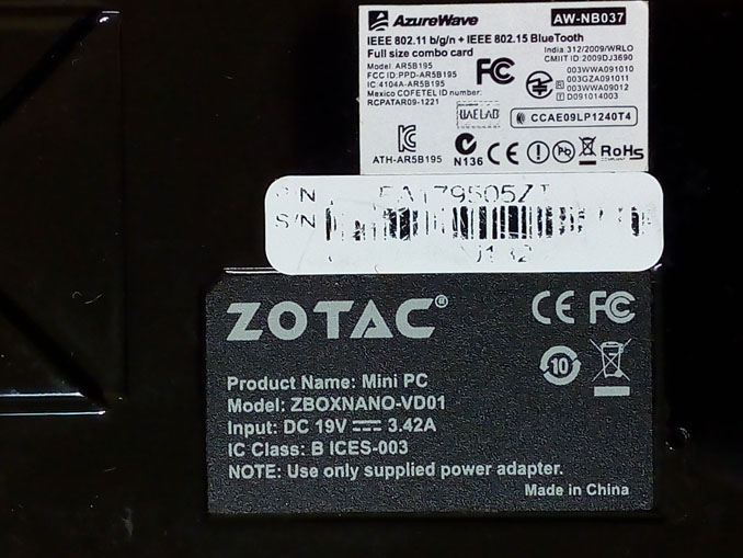 Компьютер Zotac Mini PC ZBOXNANO-VD01 не включается