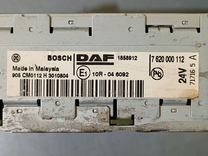 Ремонт автомагнитолы тягача Bosch DAF 1858912