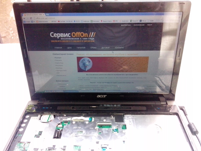 Восстановление после пролития кофе ноутбука Acer Aspire 5820TG-484G50Mnks