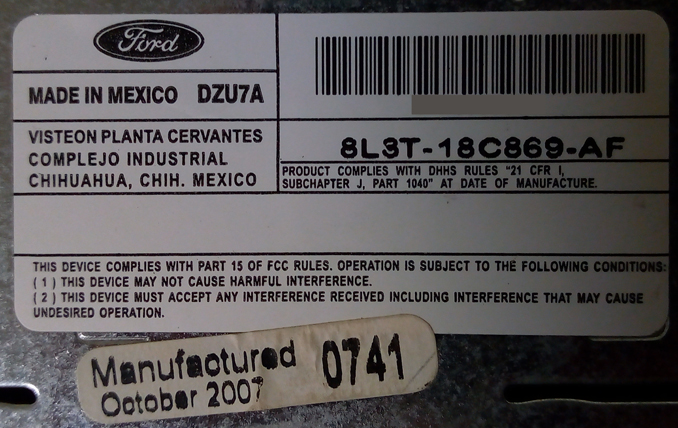 Ремонт штатной автомагнитолы Ford F-150 2008 8L3T-18C869-AF