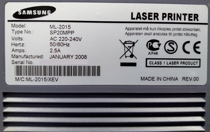 Ремонт принтера Samsung ML-2015. Останавливается бумага перед картриджем