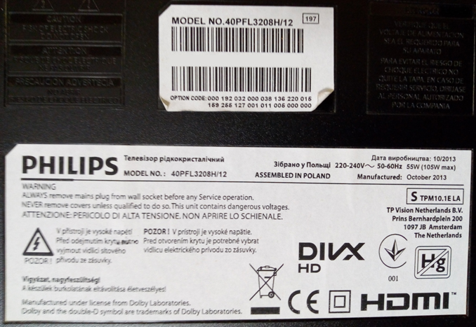 Ремонт телевизора Philips 40PFL3208H/12. Нет изображения, звук есть