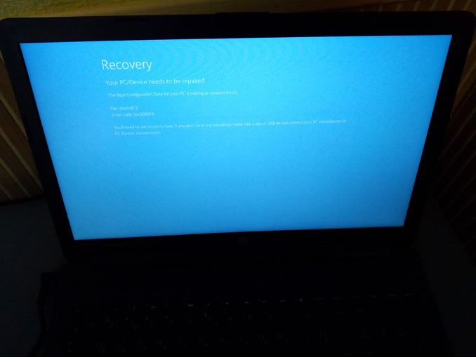 Синий экран Recovery после обновления Windows 10. Ремонт ноутбука HP 250 G7