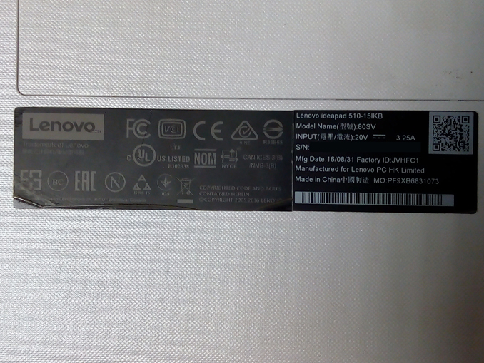 Ноутбук не включается. Ремонт Lenovo Ideapad 510-15IKB (80SV)