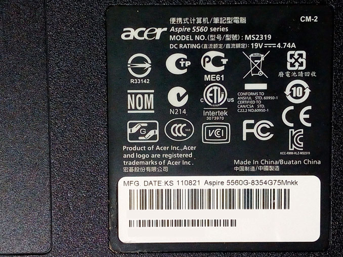 Ремонт Acer Aspire 5560G. Ноутбук не включается