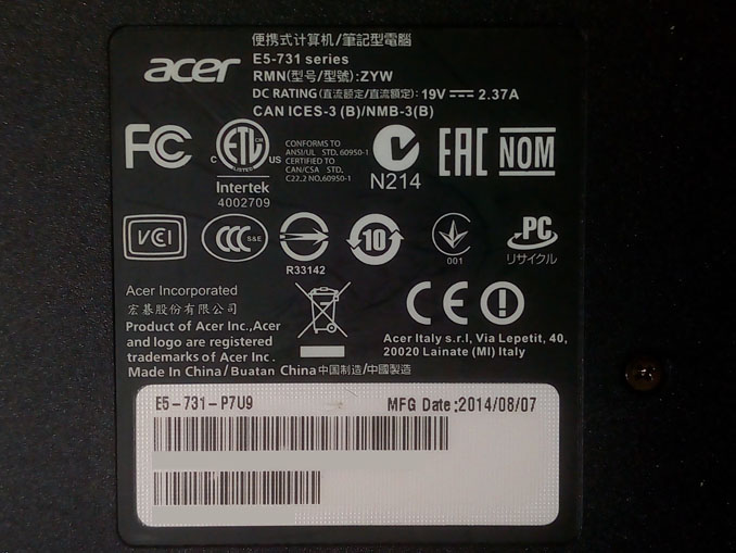 Ремонт, модернизация Acer E5-731. Ошибка Checking media