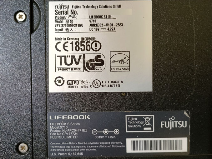 Апгрейд ноутбука Fujitsu LifeBook S710