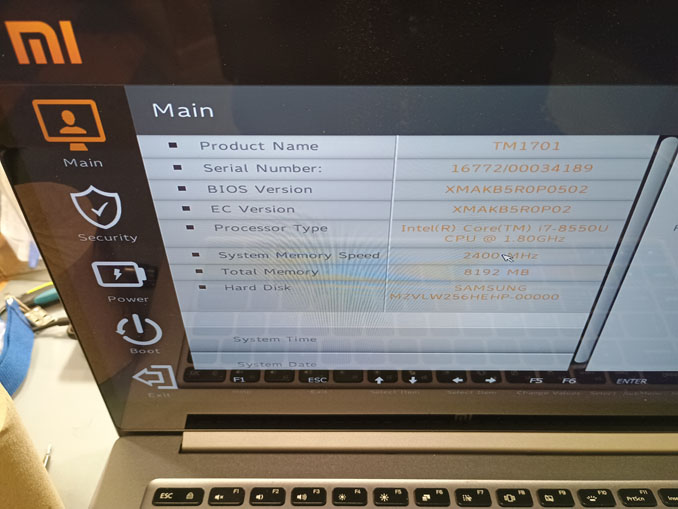 Ноутбук Xiaomi TM1701 не включается. Индикатор горит
