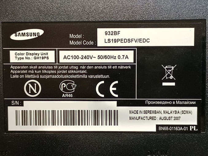 Ремонт Samsung SyncMaster 932BF. Не включается