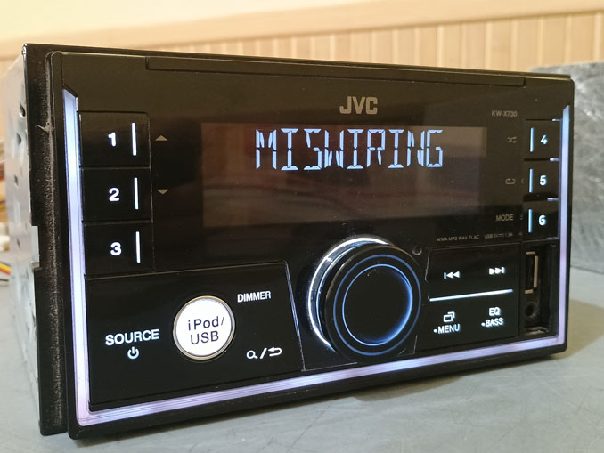 Ремонт JVC KW-X730. Miswiring Check Wiring Then Turn On