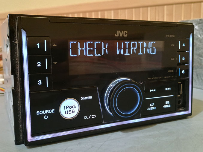 Ремонт JVC KW-X730. Miswiring Check Wiring Then Turn On