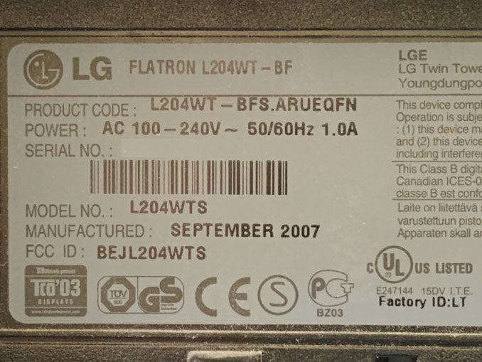 Ремонт LG Flatron L204WT-BT. Монитор не включается