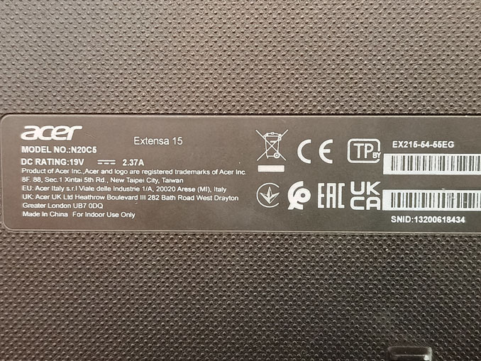 Ремонт Acer Extensa 15 EX215-54-55EG. Упал и разбился